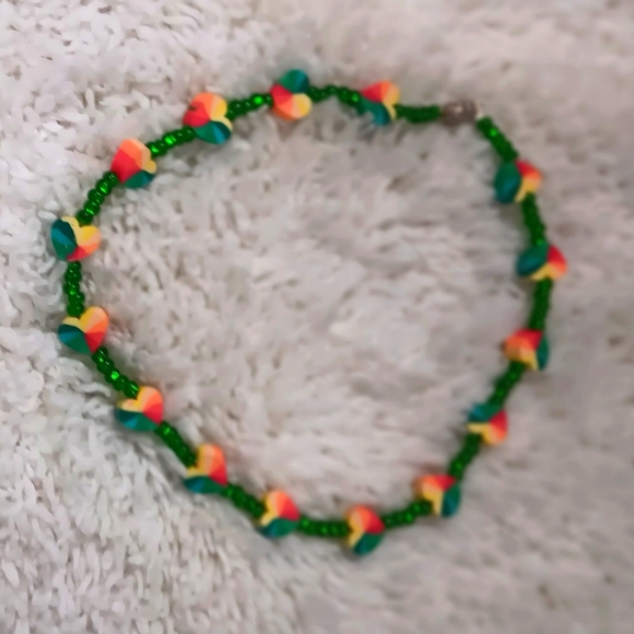 🍧🌈 Hand Crafted Beaded  Choker Necklace 14.25" 🦋🎂 - Picture 1 of 3